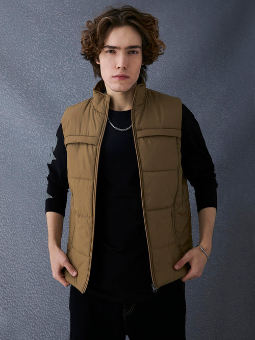 Voltedge Men Solid Cotton Relaxed Fit Sleeveless Jacket