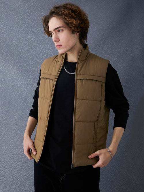 Voltedge Men Solid Cotton Relaxed Fit Sleeveless Jacket