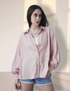 Women Relax Fit Premium Cotton Dobby Self Structured Light Pink Casual Shirt