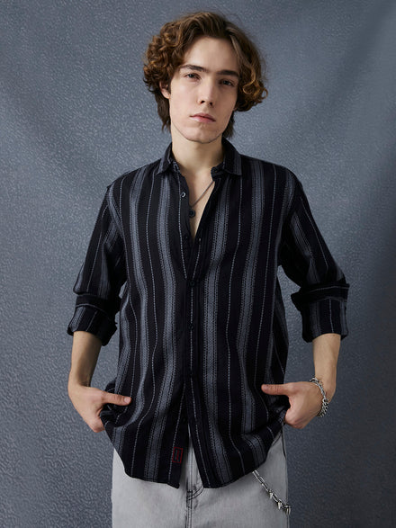 men's vertical striped dress shirts Saint Laurent Men's Vertical Stripe Silk Sport Shirt