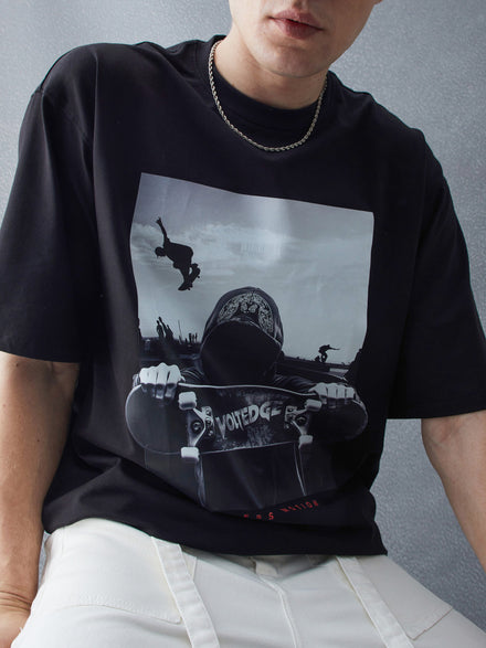 Voltedge Men Graphics Cotton Relaxed Fit Half Sleev T-Shirt