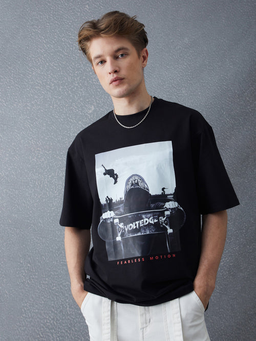 Voltedge Men Graphics Cotton Relaxed Fit Half Sleev T-Shirt