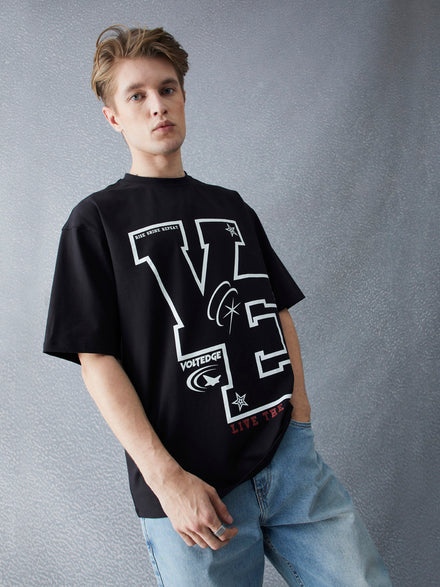 Voltedge Men Graphics Cotton Relaxed Fit Half Sleev T-Shirt