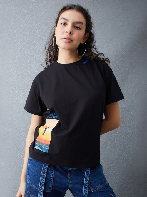 Voltedge Women Graphics Cotton Relaxed Fit Half Sleev T-Shirt