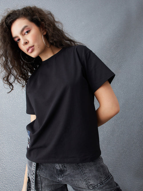 Voltedge Women Graphics Cotton Relaxed Fit Half Sleev T-Shirt