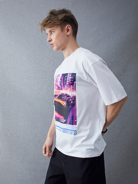 Voltedge Men Graphics Cotton Relaxed Fit Half Sleev T-Shirt