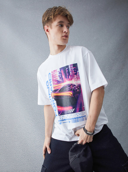 Voltedge Men Graphics Cotton Relaxed Fit Half Sleev T-Shirt