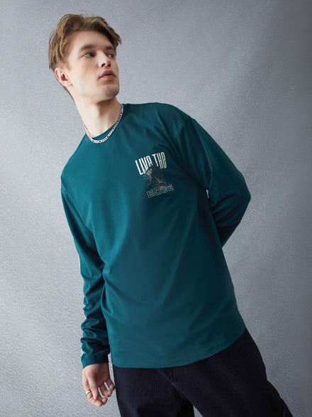 Voltedge Men Graphics Cotton Relaxed Fit Full Sleave T-Shirt