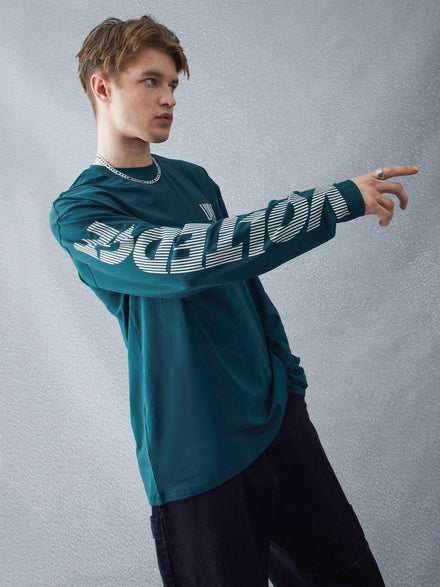 Voltedge Men Graphics Cotton Relaxed Fit Full Sleave T-Shirt