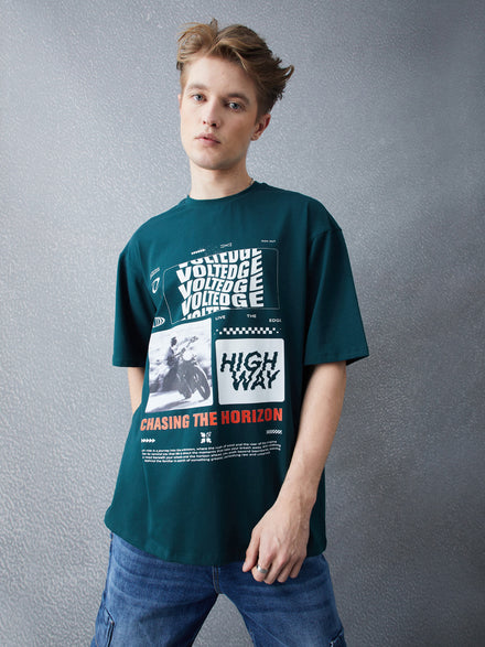 Voltedge Men Graphics Cotton Relaxed Fit Half Sleev T-Shirt