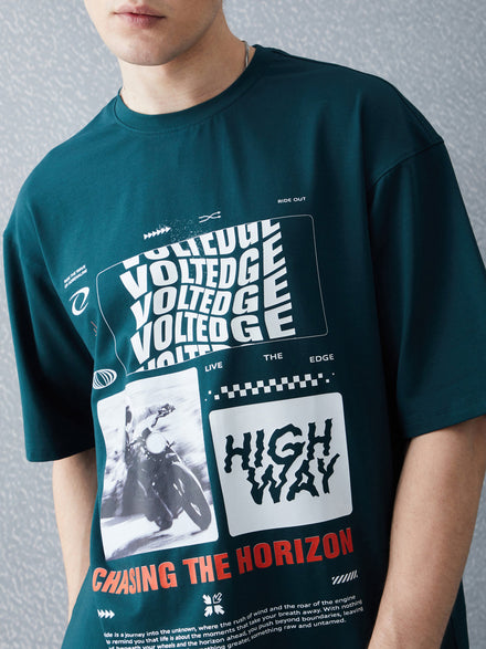 Voltedge Men Graphics Cotton Relaxed Fit Half Sleev T-Shirt
