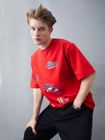 Voltedge Men Graphics Cotton Oversize Half Sleev T-Shirt