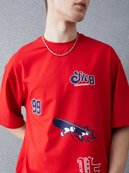Voltedge Men Graphics Cotton Oversize Half Sleev T-Shirt