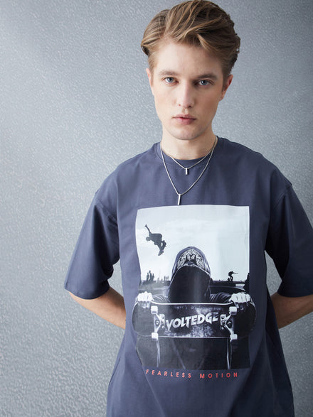 Voltedge Men Graphics Cotton Oversize Half Sleev T-Shirt