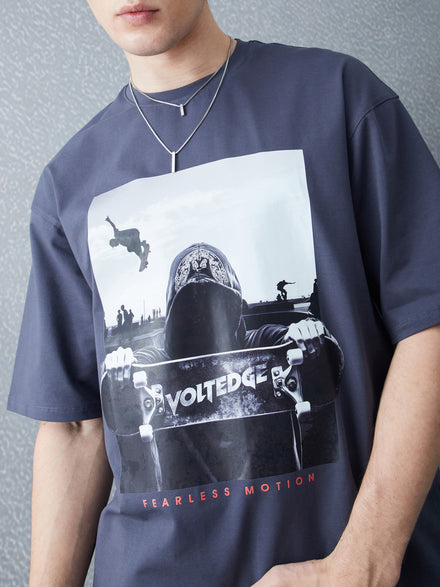 Voltedge Men Graphics Cotton Oversize Half Sleev T-Shirt