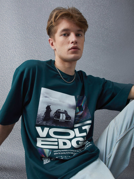 Voltedge Men Graphics Cotton Relaxed Fit Half Sleev T-Shirt