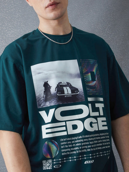 Voltedge Men Graphics Cotton Relaxed Fit Half Sleev T-Shirt