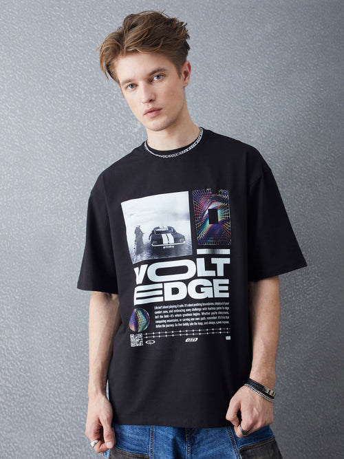Voltedge Men Graphics Cotton Relaxed Fit Half Sleev T-Shirt