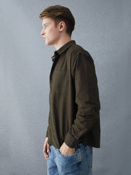 Voltedge Men Solid Cotton Relaxed Fit Full Sleeve Shirt