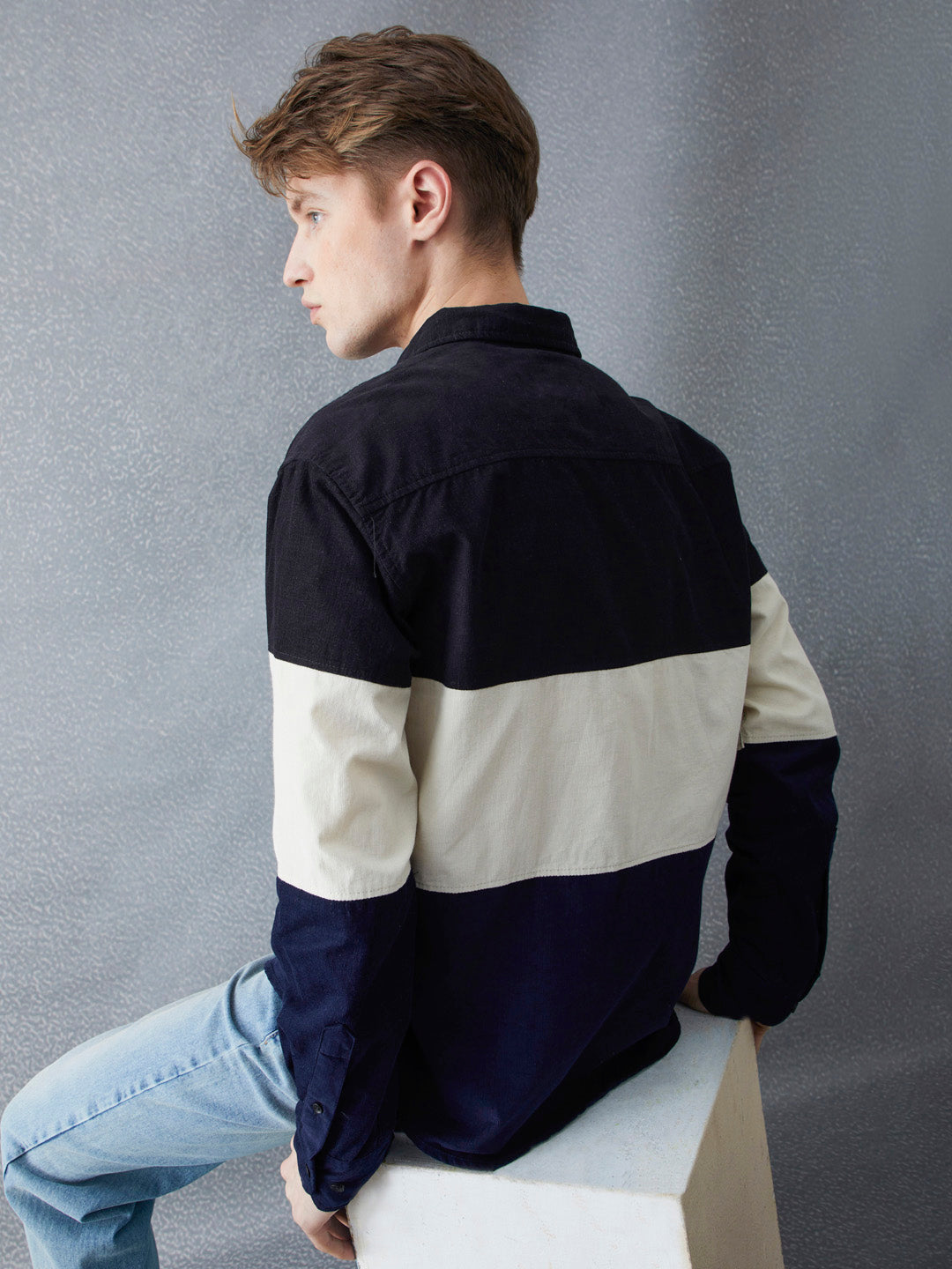Voltedge Men Color Block Cotton Relaxed Fit Full Sleave Shirt