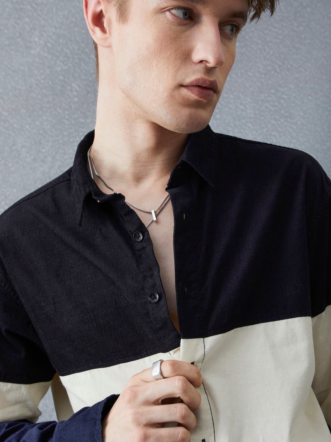 Voltedge Men Color Block Cotton Relaxed Fit Full Sleave Shirt