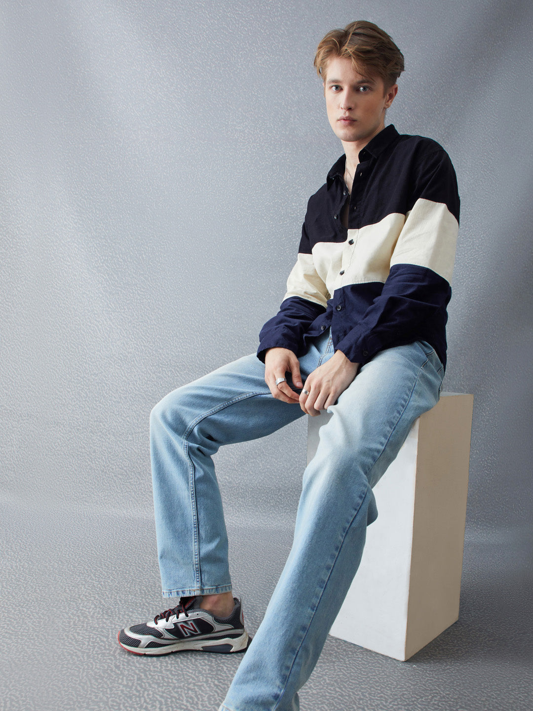 Voltedge Men Color Block Cotton Relaxed Fit Full Sleave Shirt