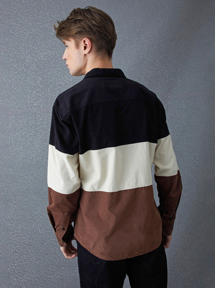 Voltedge Men Color Block Cotton Relaxed Fit Full Sleeve Shirt