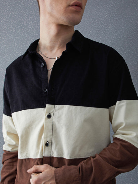 Voltedge Men Color Block Cotton Relaxed Fit Full Sleeve Shirt