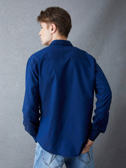 Voltedge Men Solid Cotton Relaxed Fit Full Sleeve Shirt