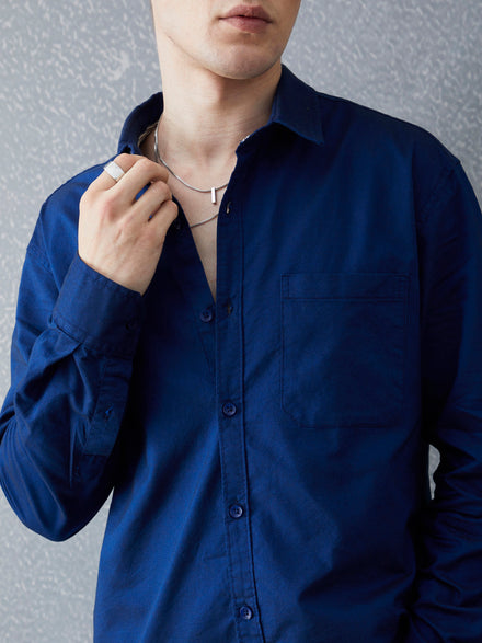 Voltedge Men Solid Cotton Relaxed Fit Full Sleeve Shirt