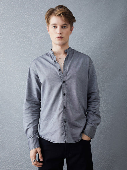 Voltedge Men Solid Cotton Relaxed Fit Full Sleeve Shirt
