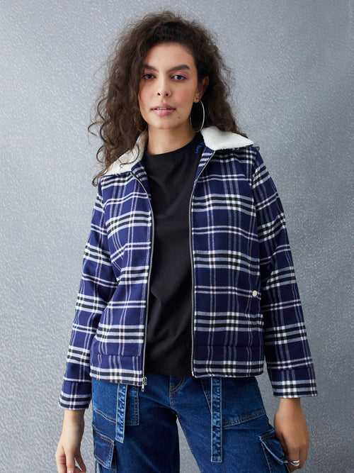 Voltedge Women Checked Cotton Regular Fit Full Sleave jacket