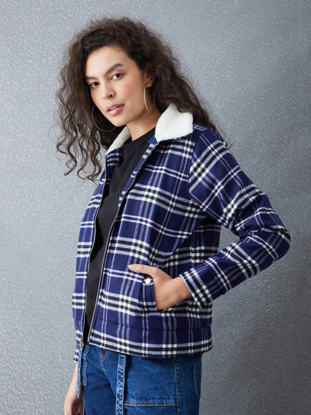 Voltedge Women Checked Cotton Regular Fit Full Sleave jacket