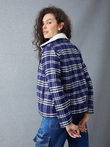 Voltedge Women Checked Cotton Regular Fit Full Sleave jacket