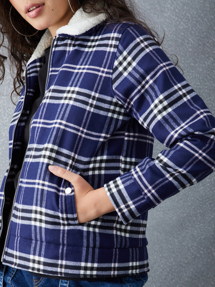 Voltedge Women Checked Cotton Regular Fit Full Sleave jacket