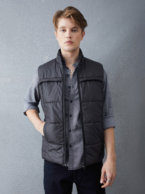 Voltedge Men Solid Cotton Relaxed Fit Sleeveless Jacket