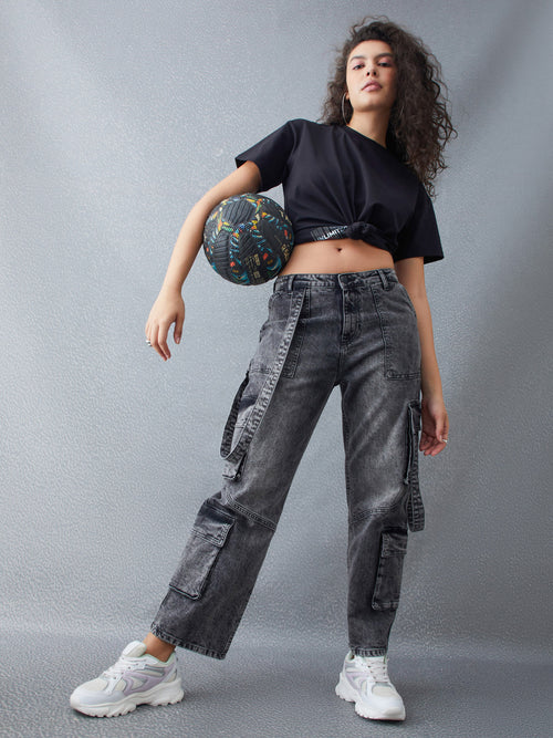 Voltedge Women Solid Cotton 90s Baggy Fit  Jeans