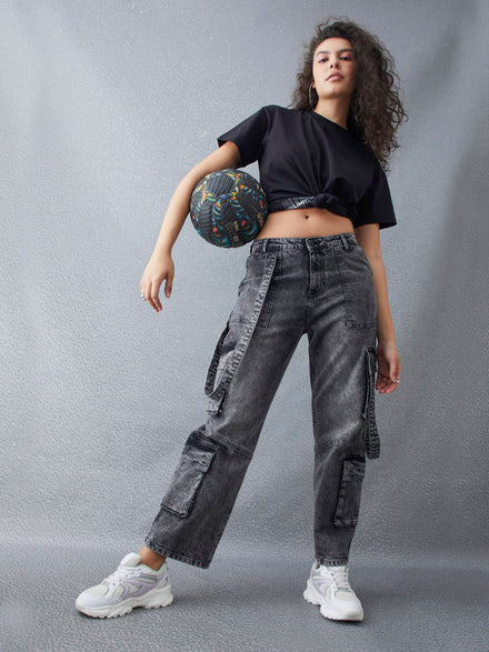 Voltedge Women Solid Cotton 90s Baggy Fit  Jeans