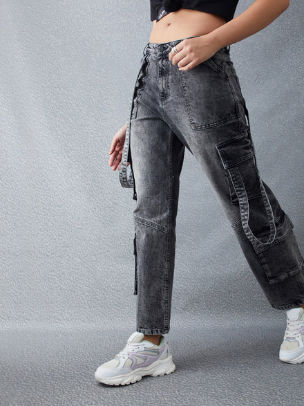 Voltedge Women Solid Cotton 90s Baggy Fit  Jeans