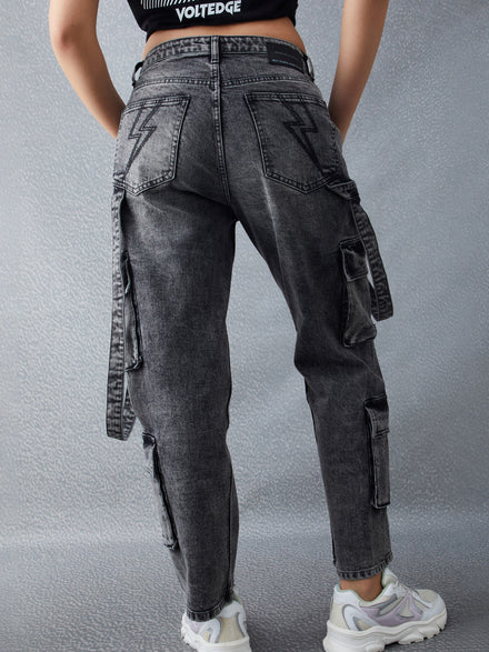 Voltedge Women Solid Cotton 90s Baggy Fit  Jeans
