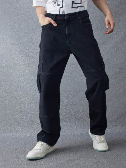 Voltedge Men Solid Cotton Wide Leg  Jeans