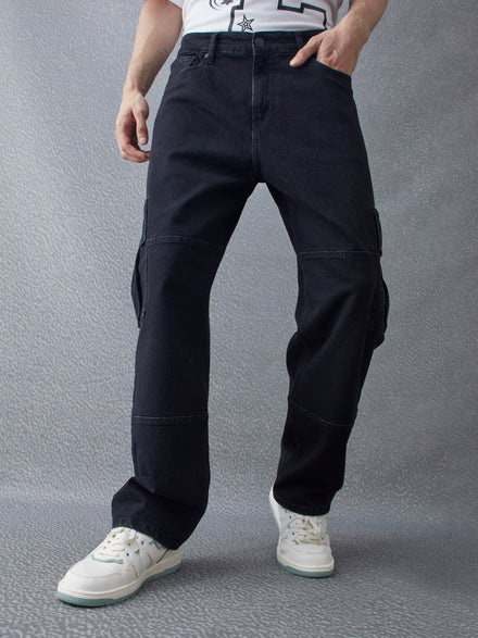 Voltedge Men Solid Cotton Wide Leg  Jeans