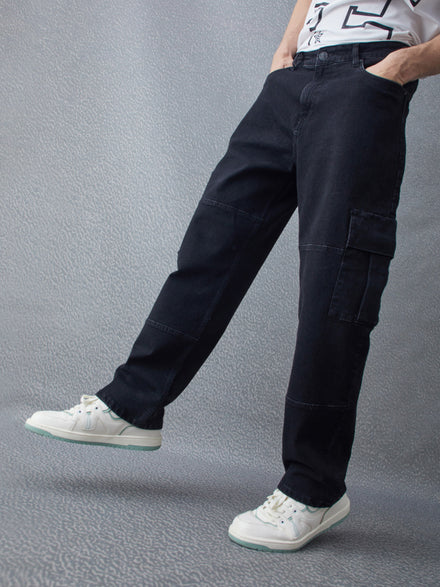Voltedge Men Solid Cotton Wide Leg  Jeans