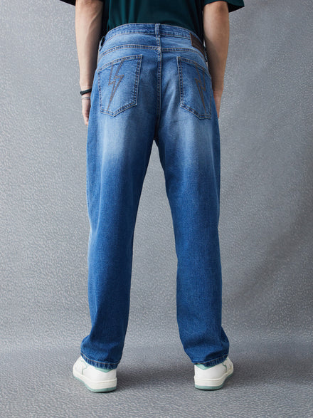 Voltedge Men Solid Cotton Wide Leg  Jeans