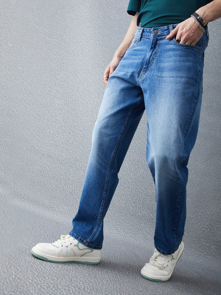 Voltedge Men Solid Cotton Wide Leg  Jeans
