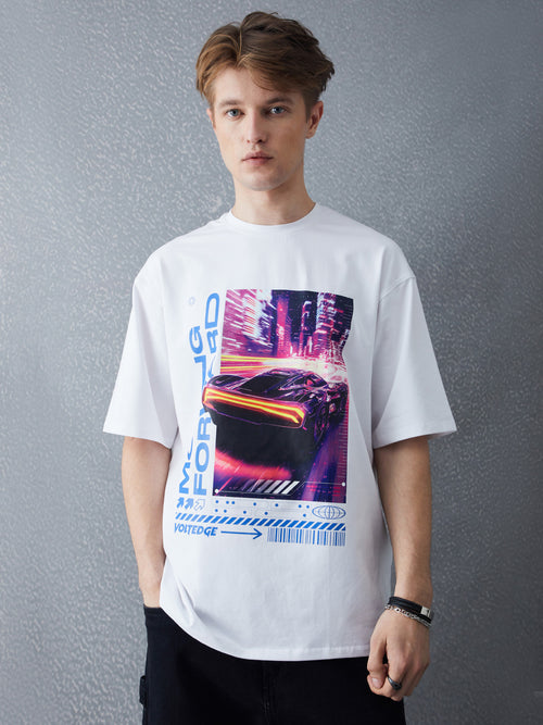 Voltedge Men Graphics Cotton Relaxed Fit Half Sleev T-Shirt