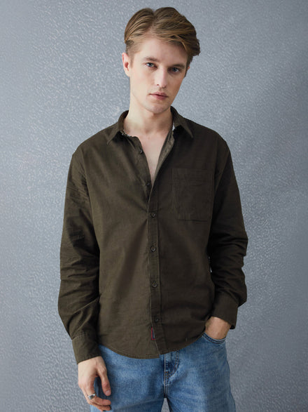 Voltedge Men Solid Cotton Relaxed Fit Full Sleave Shirt