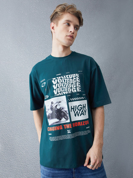 Voltedge Men Graphics Cotton Relaxed Fit Half Sleev T-Shirt