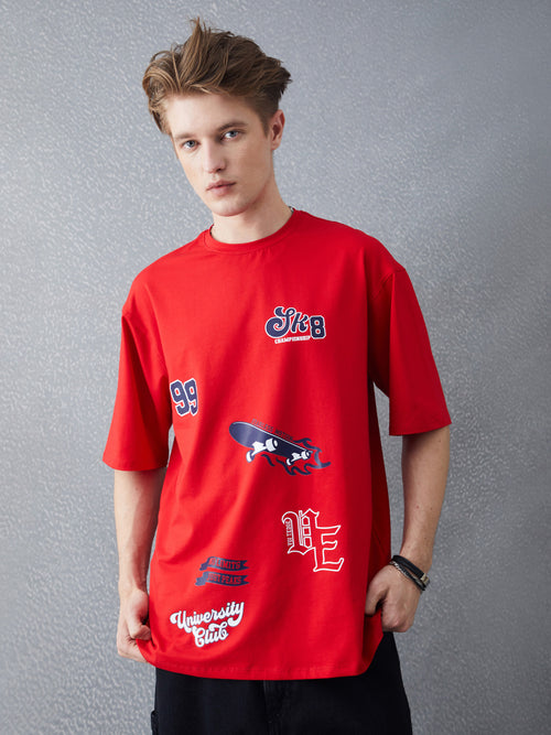 Voltedge Men Graphics Cotton Oversize Half Sleev T-Shirt