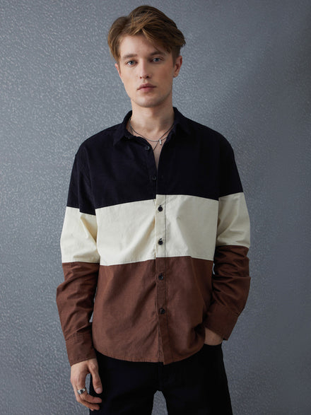 Voltedge Men Color Block Cotton Relaxed Fit Full Sleave Shirt